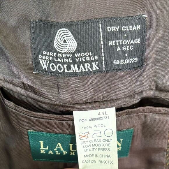 Lauren Ralph Wool Tweed Brown Blazer Size 44L - Picture 6 of 9